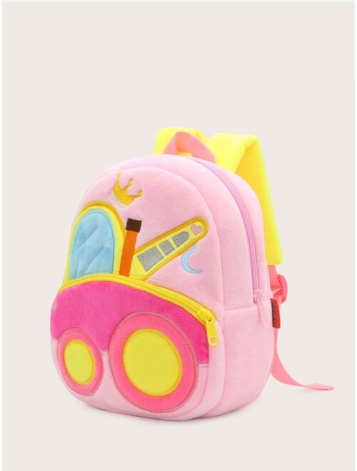 Shein Girls Engineering Vehicle Embroidery Backpack