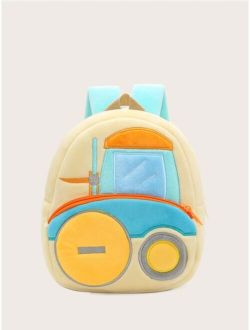 Kids Engineering Vehicle Embroidery Backpack