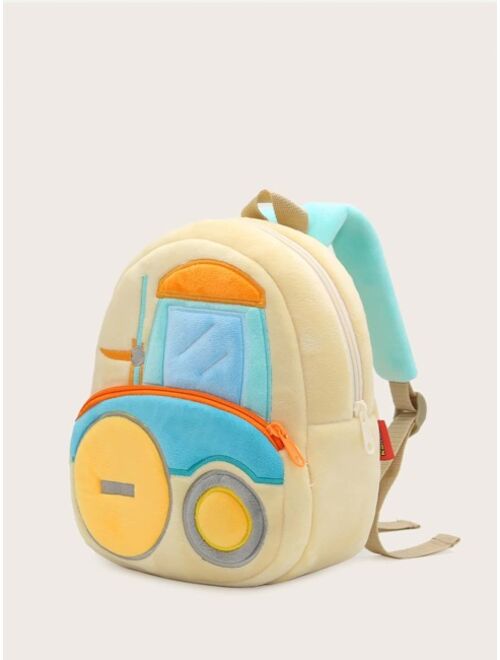 Shein Kids Engineering Vehicle Embroidery Backpack