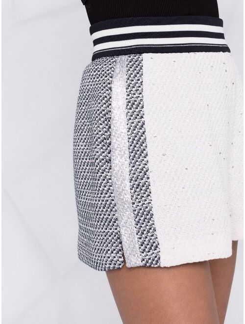 PINKO colour-block tweed shorts