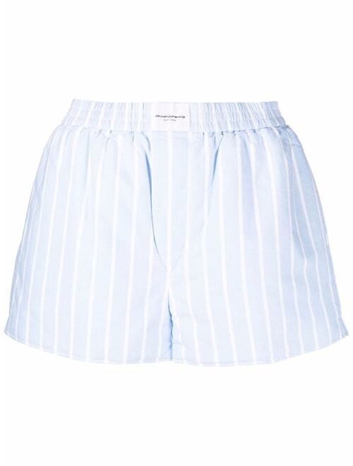 Alexander Wang logo-patch pinstripe cotton shorts