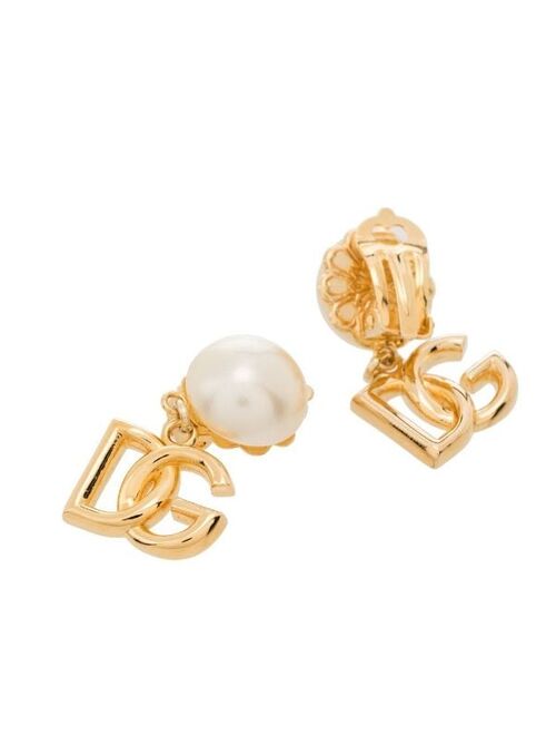 Dolce & Gabbana logo-charm pearl earrings