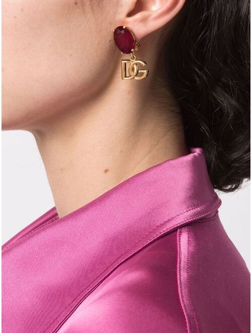 Dolce & Gabbana logo drop glass earrings