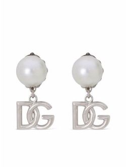 logo drop pearl earrings