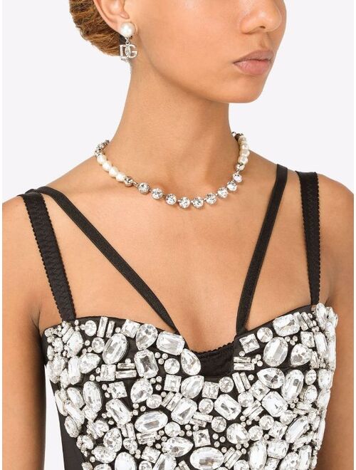 Dolce & Gabbana logo drop pearl earrings