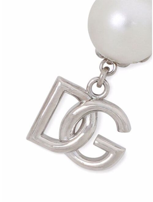 Dolce & Gabbana logo drop pearl earrings