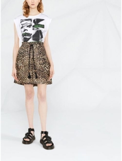 leopard-print linen shorts