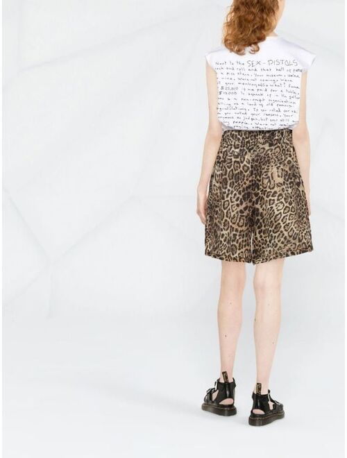 PINKO leopard-print linen shorts