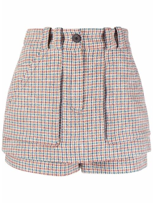 Maje high-waisted check shorts