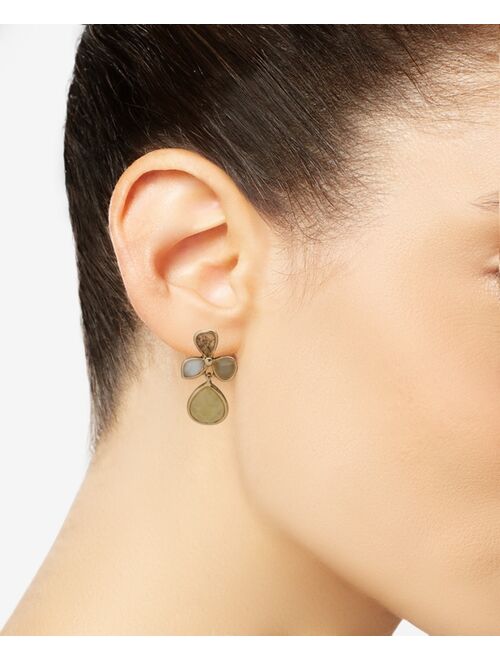 Anne Klein Gold-Tone Mother-of-Pearl Flower Clip-On Drop Earrings