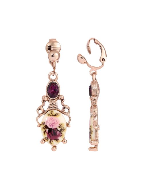 1928 Jewelry 1928 Purple Crystal Flower Clip On Earrings