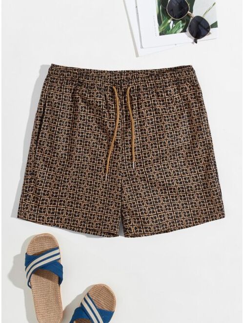 SHEIN Men Geo Print Drawstring Waist Shorts