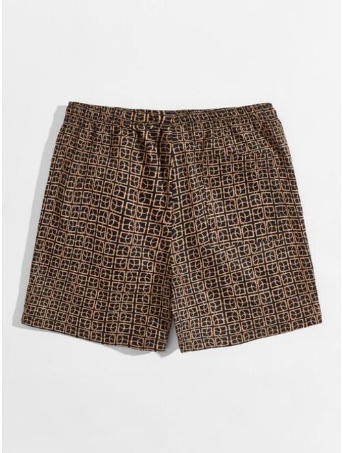 SHEIN Men Geo Print Drawstring Waist Shorts