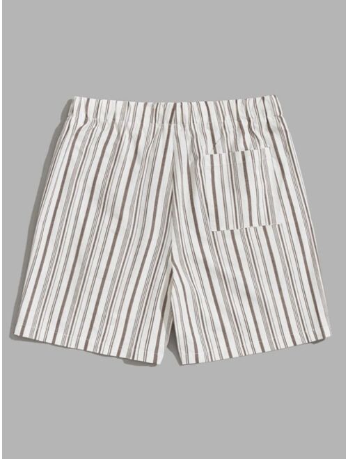 SHEIN Men Striped Print Drawstring Waist Shorts