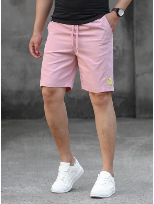 Shein Men Letter Patched Drawstring Waist Shorts