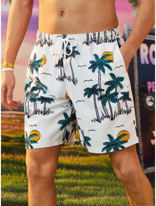 ROMWE Guys Tropical Print Shorts