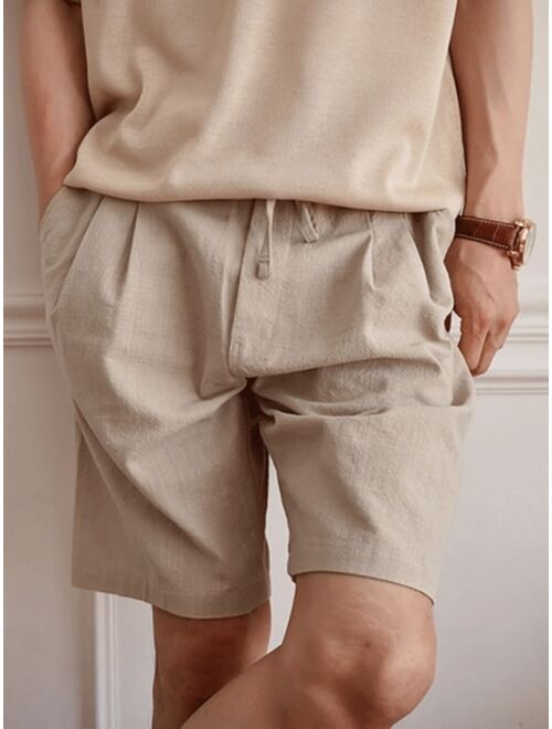 DAZY Men Solid Slant Pocket Plicated Detail Shorts