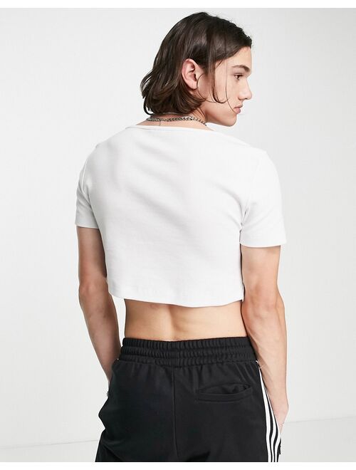 ASOS DESIGN muscle fit crop top in rib and square neck in white