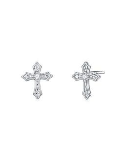 Rnivida 925 Sterling Silver Cross Earrings for Women Teen Girls