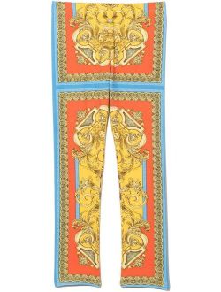 Kids Barocco Goddess-print stretch leggings