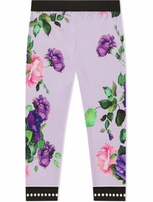 Dolce & Gabbana Kids floral-print logo-waist leggings