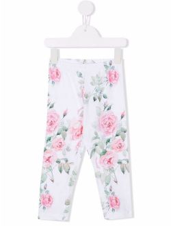floral-print cotton leggings