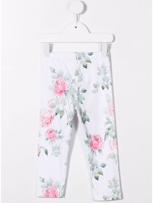 Monnalisa floral-print cotton leggings