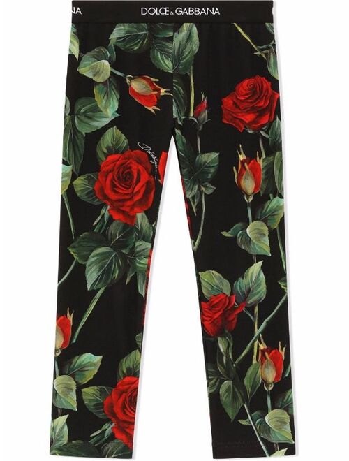Dolce & Gabbana Kids rose-print leggings