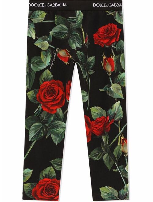 Dolce & Gabbana Kids rose-print leggings