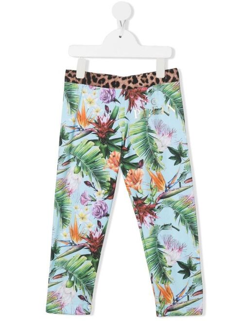 Philipp Plein Junior floral-print slip-on leggings