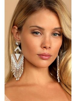 Our Magic Moment White Multi Beaded Statement Earrings