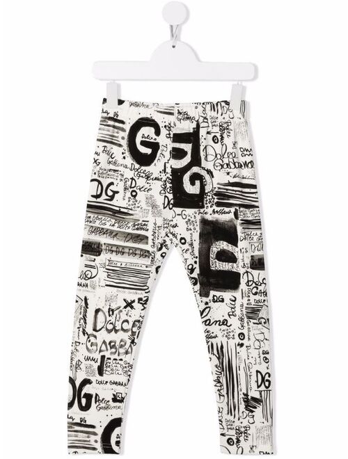 Dolce & Gabbana Kids doodle logo-print leggings
