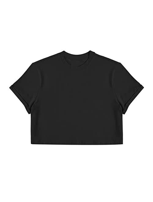 Karlywindow Mens Cropped Tank Top Short Sleeve Print Cotton Crop T Shirt Hot Shirts