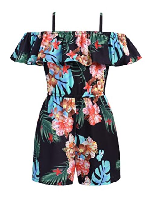 Arshiner Girl Kids Jumpsuit Off Shoulder Ruffle Romper Playsuit Summer Outfits Clothes Set