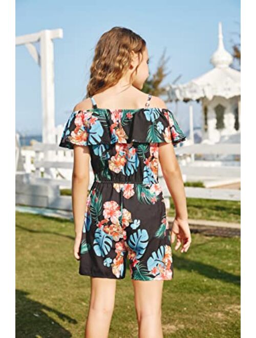 Arshiner Girl Kids Jumpsuit Off Shoulder Ruffle Romper Playsuit Summer Outfits Clothes Set