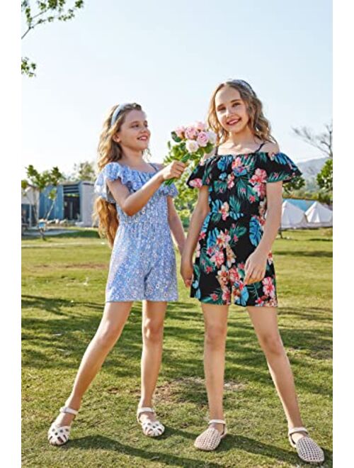 Arshiner Girl Kids Jumpsuit Off Shoulder Ruffle Romper Playsuit Summer Outfits Clothes Set