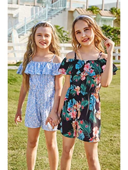Arshiner Girl Kids Jumpsuit Off Shoulder Ruffle Romper Playsuit Summer Outfits Clothes Set