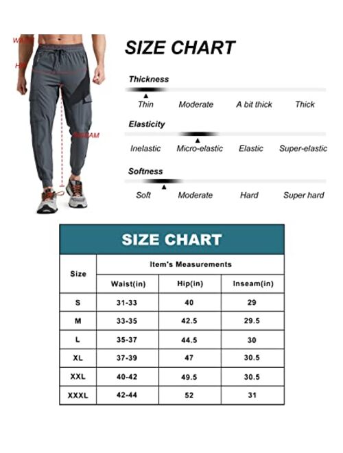 Libin Men's Lightweight Joggers Quick Dry Cargo Hiking Pants Track Running Workout Athletic Travel Golf Casual Outdoor Pants