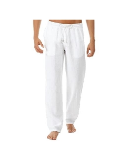 SAMACHICA Mens Pants Casual Yoga Sweatpants - Long Pant Workout Beach Athletic Cotton Pants for Men with Pockets