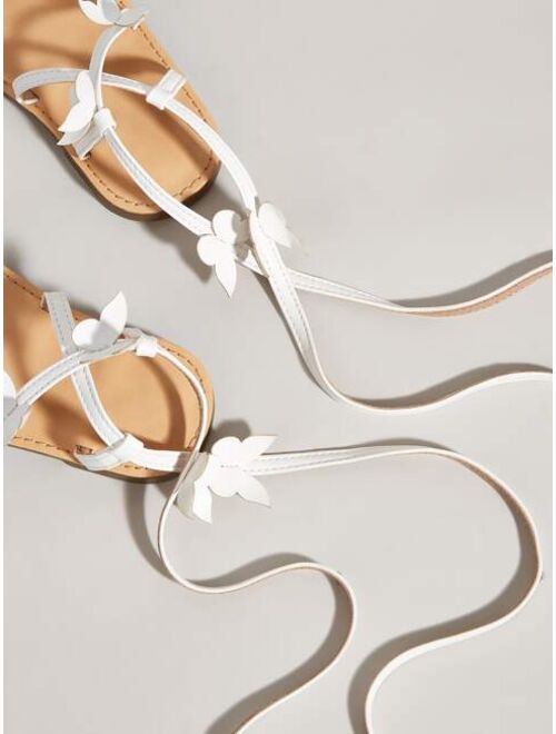 Shein Girls Butterfly Decor Tie Leg Design Sandals