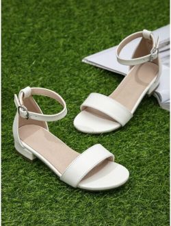 Girls Chunky Heeled Ankle Strap Sandals