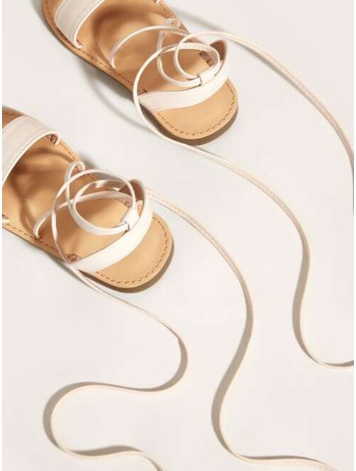 Shein Girls Tie Leg Design Strappy Sandals