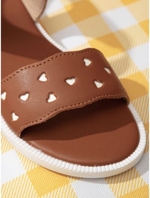 Shein Girls Heart Pattern Flat Sandals