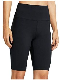 ZUTY 10"/ 5" Biker Shorts Women High Waisted with 2 Hidden Pockets Workout Athletic Running Yoga Long Shorts