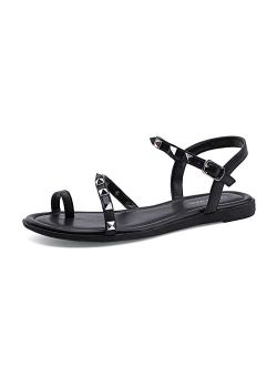 CentroPoint Women's Braided T-strap Thong Sandals Fashion Flip Flop Shoes Roman Gladiator Slip On Summer Flats