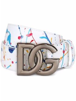 abstract-print buckle belt
