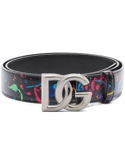 Dolce & Gabbana paint-splatter DG belt