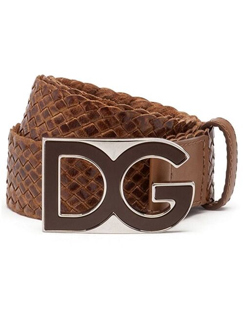Dolce & Gabbana woven logo-plaque belt