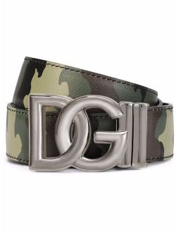 reversible camouflage logo-buckle belt
