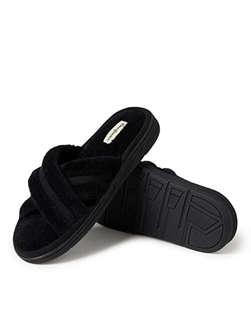 Dearfoams Men's Caden Terry Crossband Slide Slipper